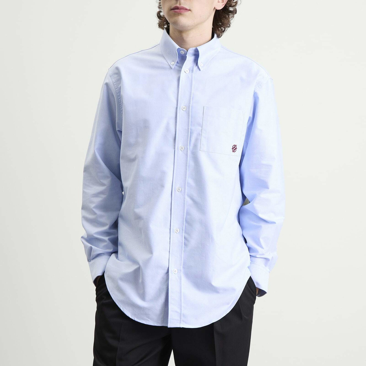 Drôle de Monsieur Men's Oxford Cotton Shirt in Light Blue