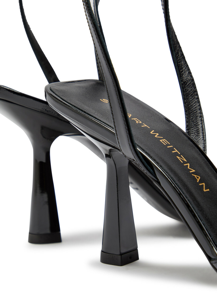 Stuart Weitzman Val 85 Patent Leather Sandals Black