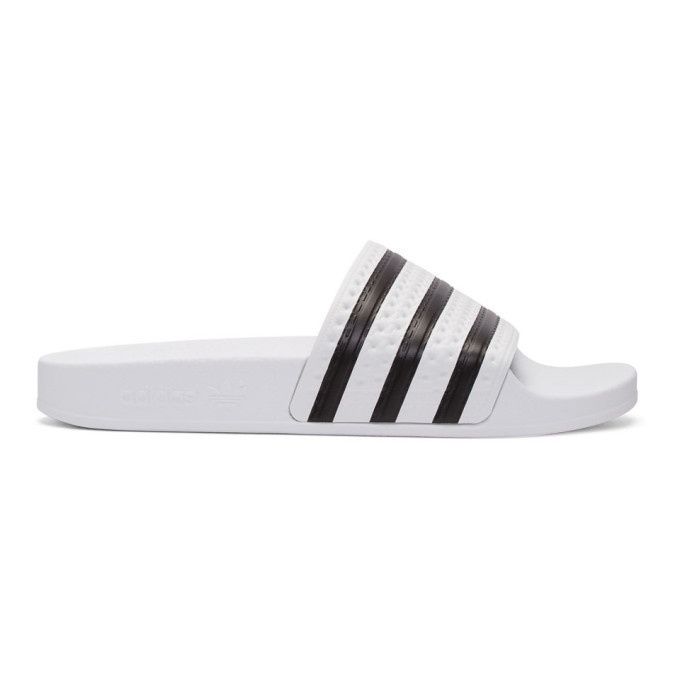 Photo: adidas Originals White Striped Adilette Slides