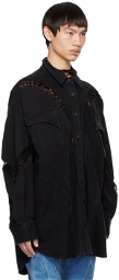 Mugler Black Oversized Denim Jacket