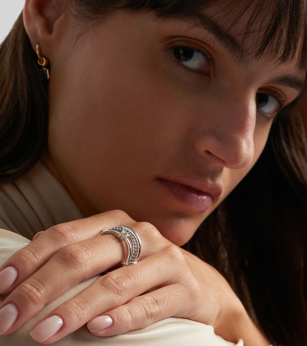 Spinelli Kilcollin Raneth sterling silver ring with sapphires and diamonds