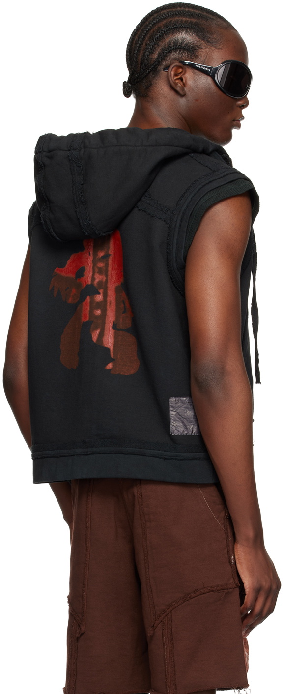 YAKU SSENSE Exclusive Black Ralien Sleeveless Hoodie