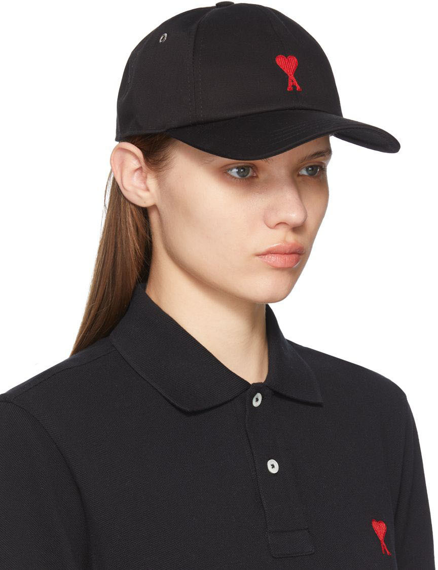 『AMI Alexandre Mattiussi』Amide Coeur CAP AMI Alexandre Mattiussi Black Ami De Cœur Cap AMI Alexandre Mattiussi