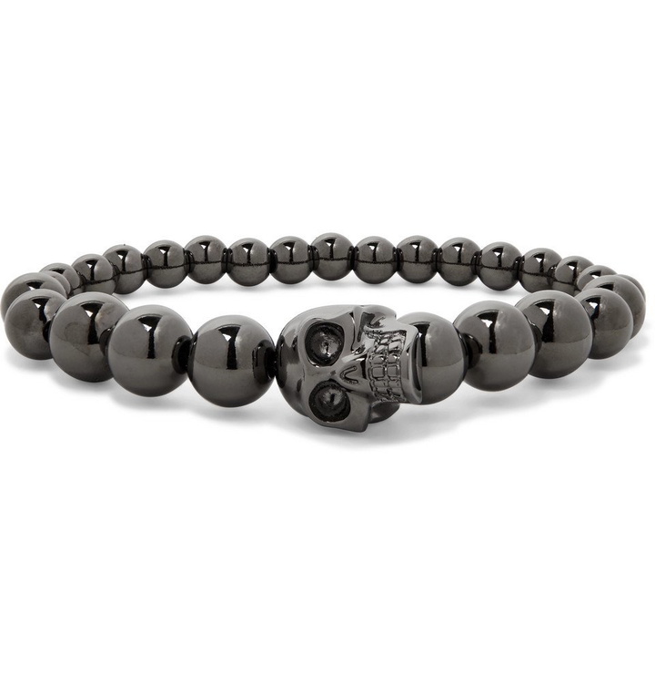 Photo: Alexander McQueen - Gunmetal-Tone Bead Bracelet - Men - Gunmetal