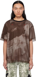 KUSIKOHC Brown Printed Mesh T-shirt