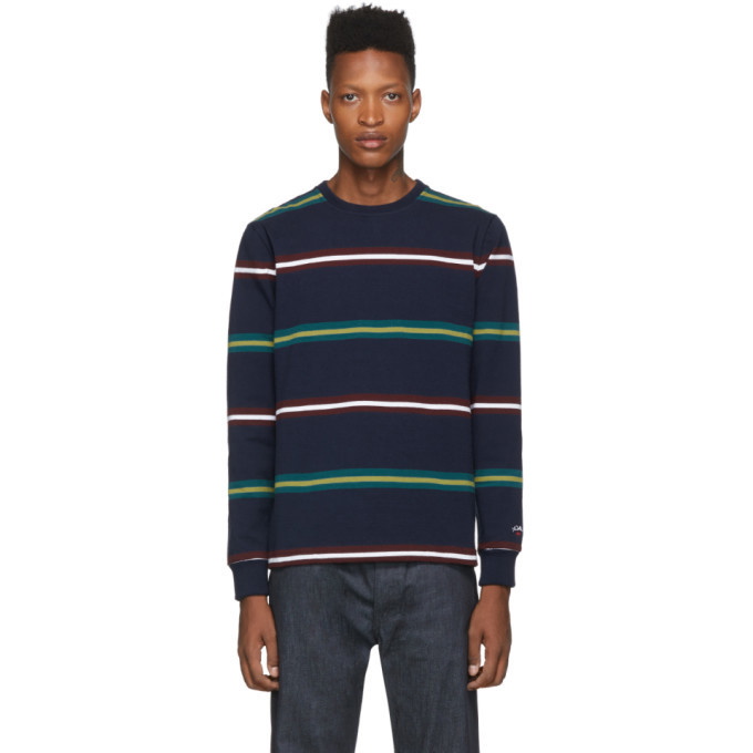 Photo: Noah NYC Navy Triple Stripe Long Sleeve T-Shirt