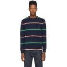 Noah NYC Navy Triple Stripe Long Sleeve T-Shirt