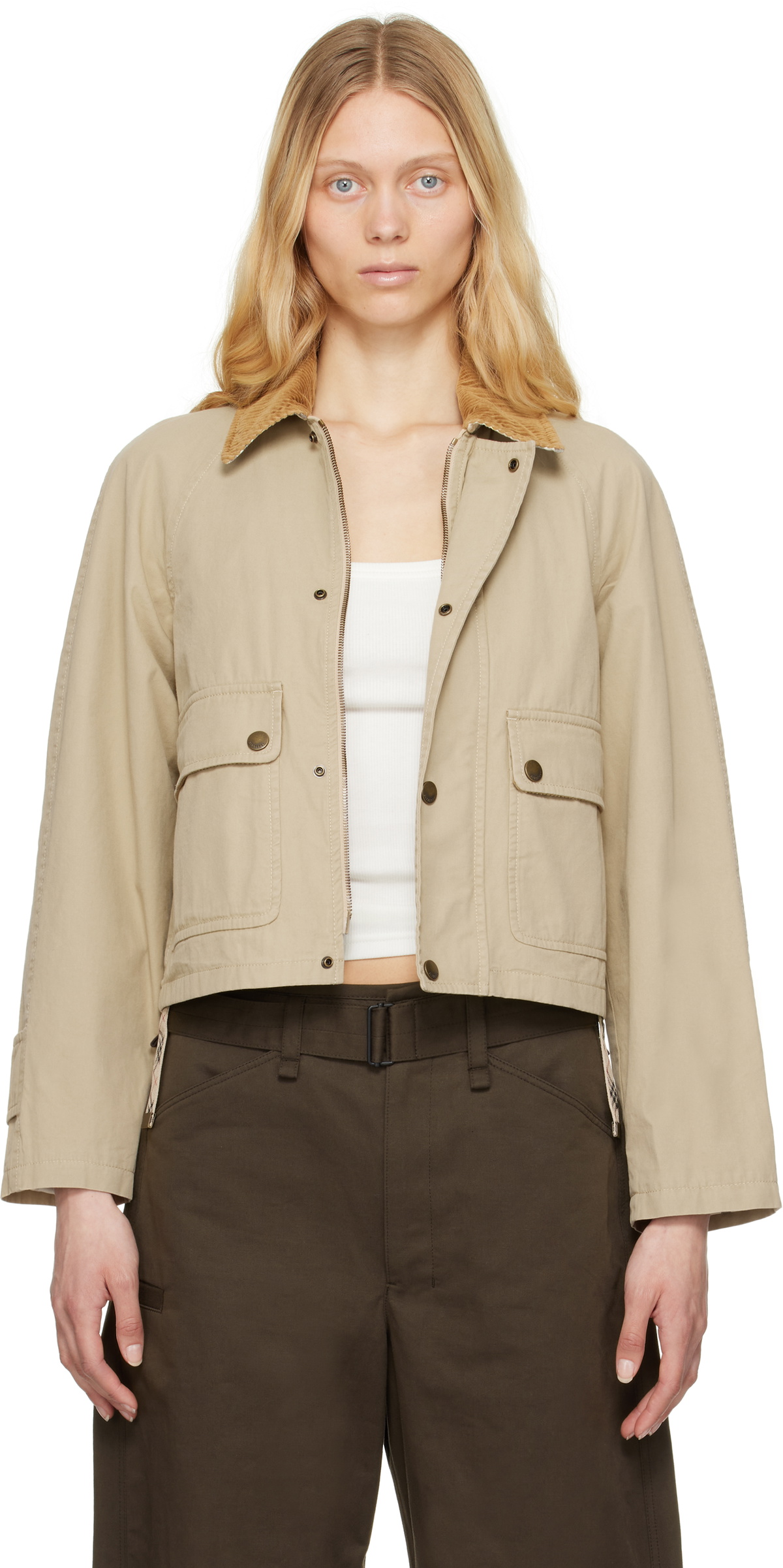 【関税&送料込】Burberry Beige Cropped Cotton Jacket beige-cotton-field-jacket.jpg