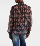 Dolce&Gabbana Floral ruffled sheer silk blouse