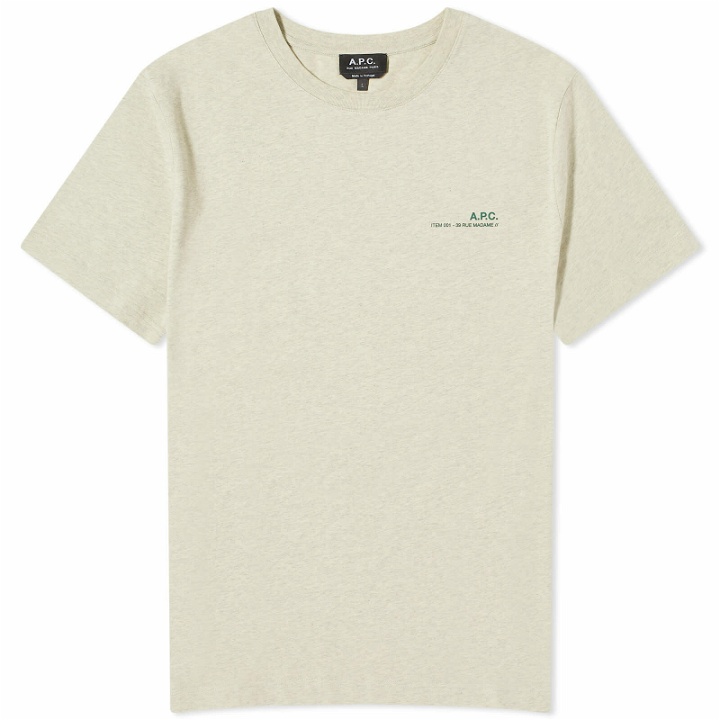 Photo: A.P.C. Men's Overdyed Item Logo T-Shirt in Light China Green