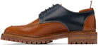 Thom Browne Navy & Tan Apron Stitch Derbys