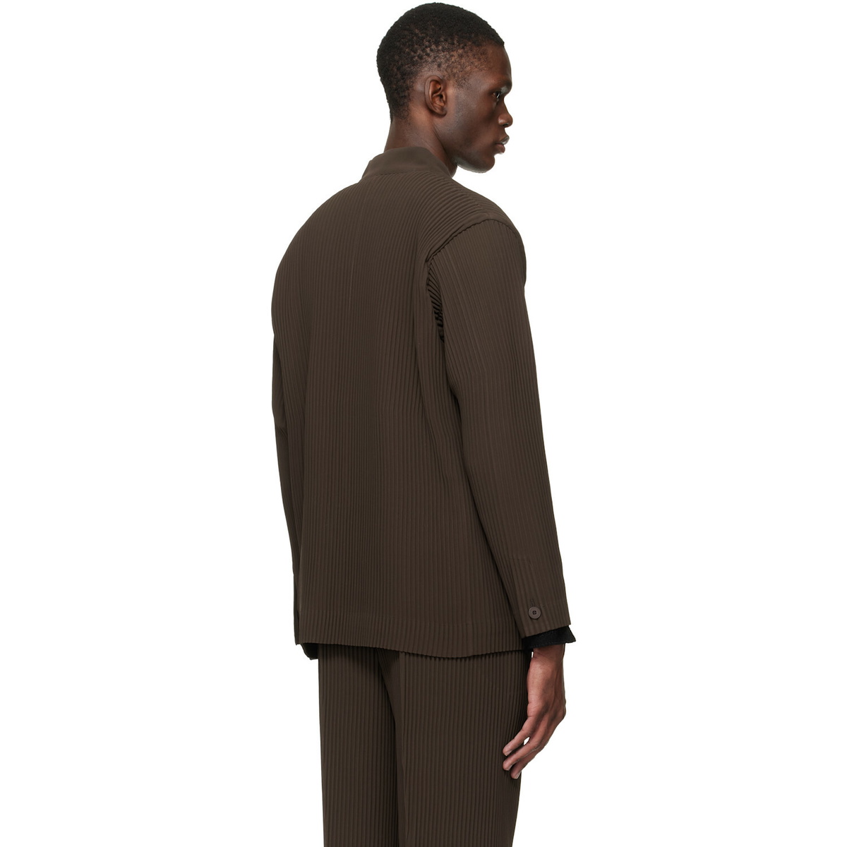 HOMME PLISSÉ ISSEY MIYAKE Brown Tuxedo Pleats Blazer