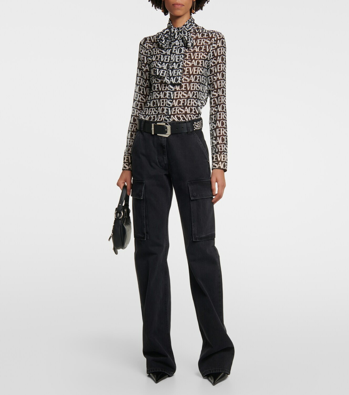Versace - Cargo high-rise straight jeans