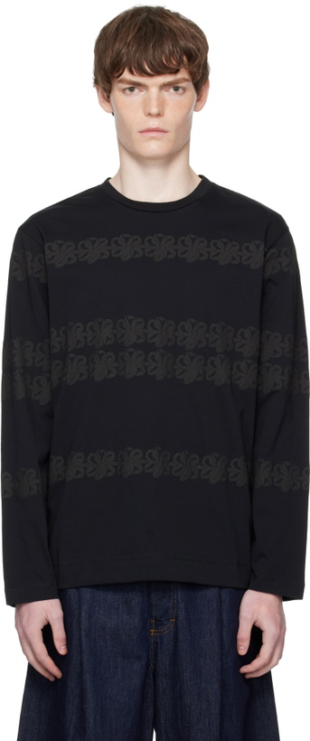 Photo: Simone Rocha Black Ribbon Daisy Chain Print Long Sleeve T-shirt