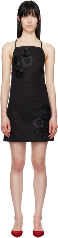 Photo: MSGM Black Floral Appliqué Minidress