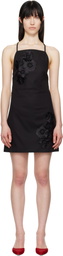 MSGM Black Floral Appliqué Minidress