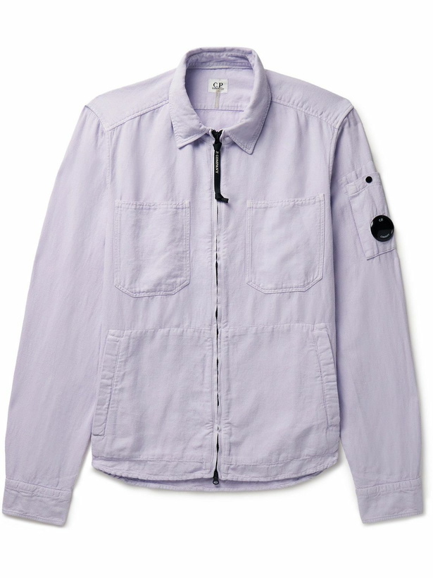 Photo: C.P. Company - Logo-Appliquéd Cotton and Linen-Blend Twill Jacket - Purple