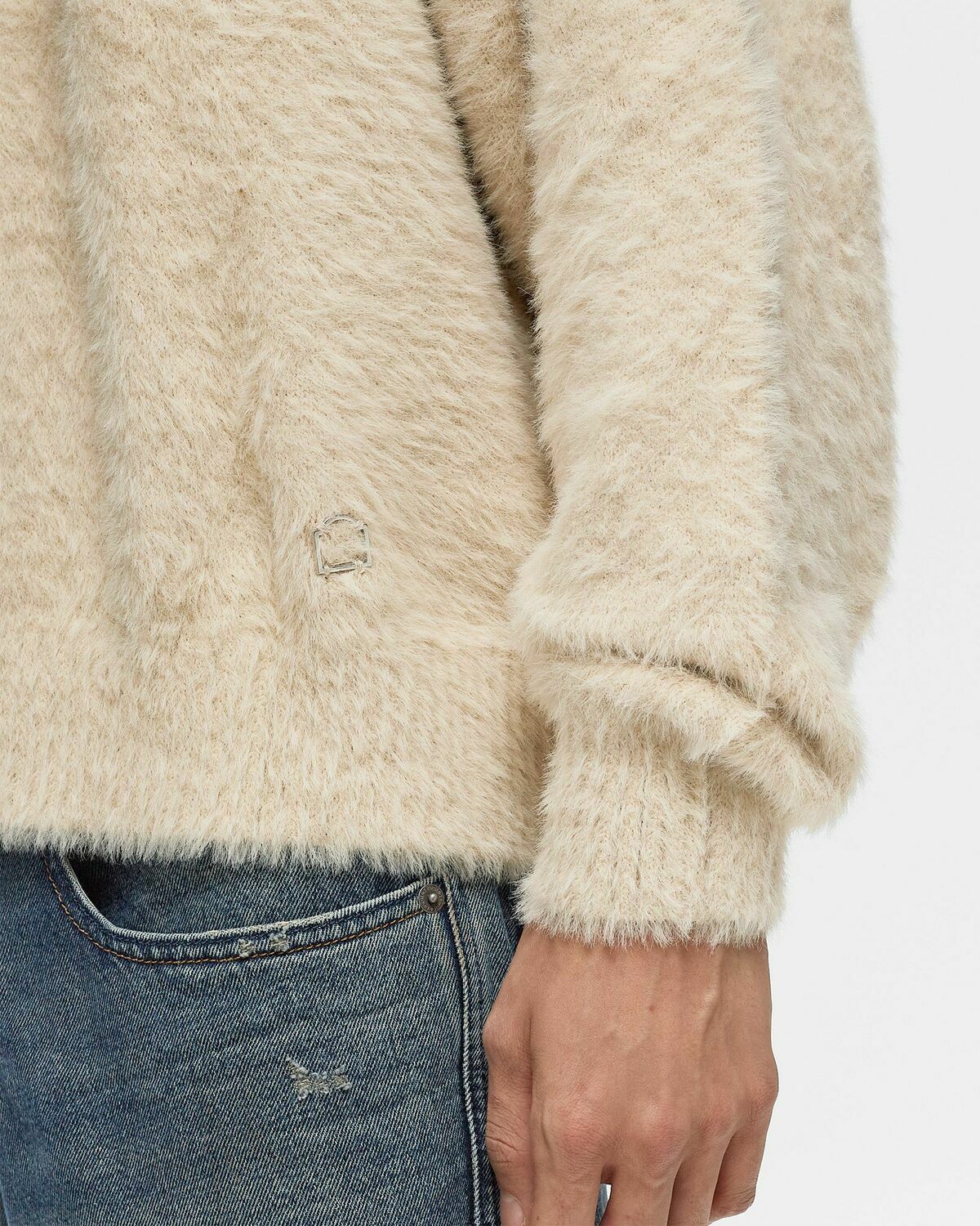 Reternity Essential Furry Knit Sweater Beige Pullovers