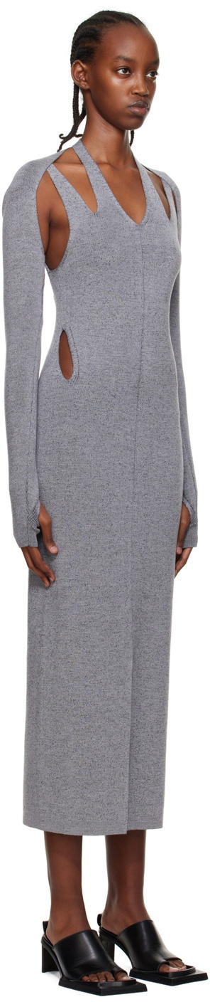 dion lee grey dress DION LEE Size M Grey Viscose Blend Midi Mid-Calf Dress