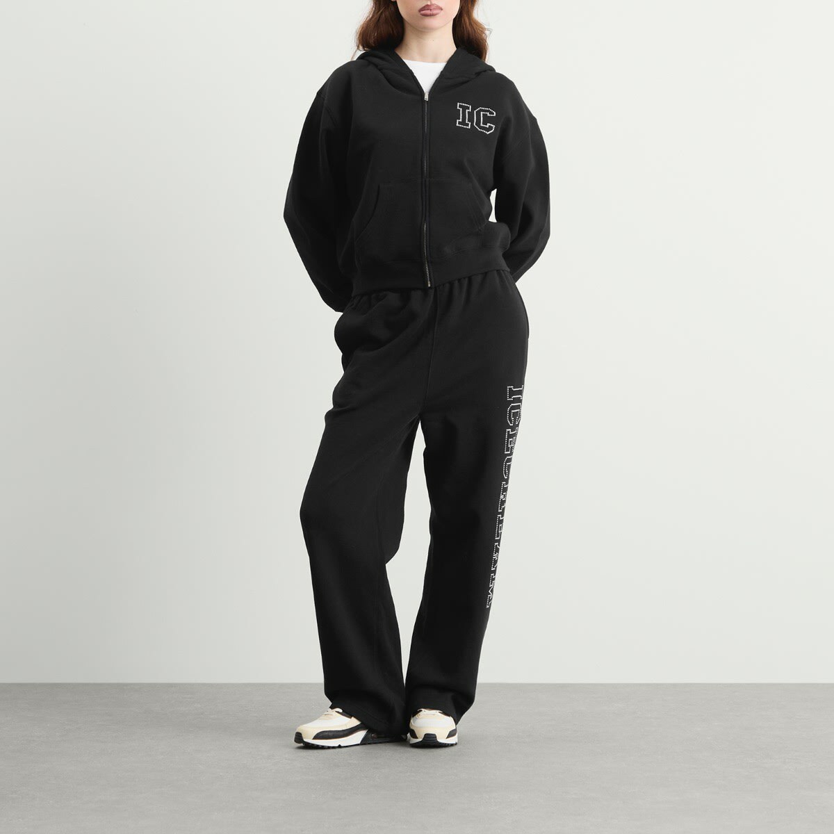 ICECREAM Women's Crystal Zip Through Hoodie in Black