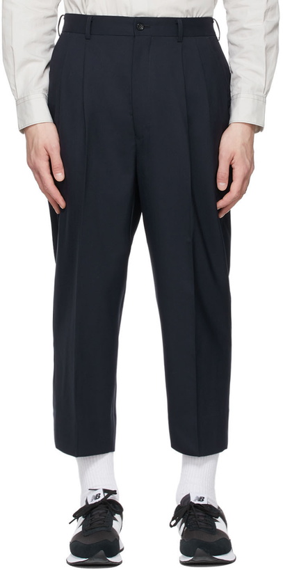 Photo: Comme des Garçons Homme Navy Tropical Wool Trousers