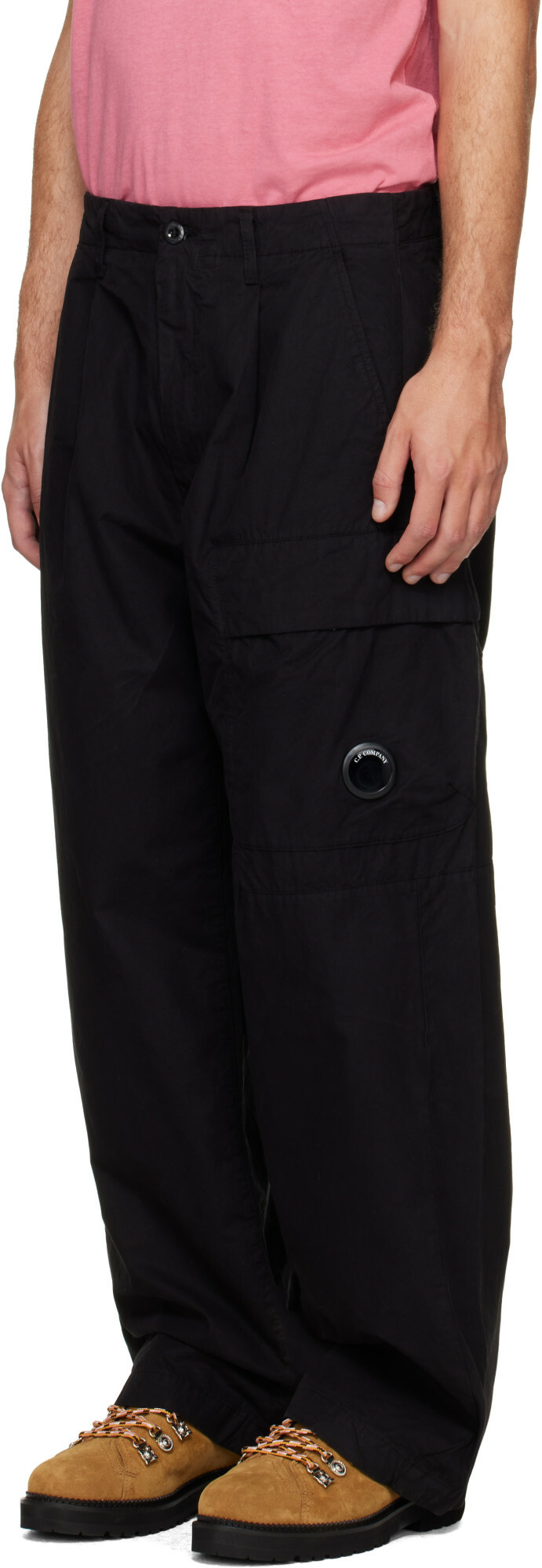 C.P. Company Black Micro-Reps Boxy Pleats Cargo Pants