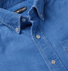 TOM FORD - Slim-Fit Button-Down Collar Cotton-Corduroy Shirt - Blue
