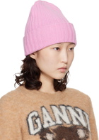 GANNI Pink Wool Knit Beanie