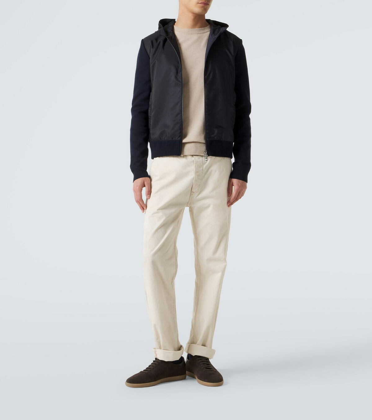 Moncler Tricot hooded cotton-blend jacket