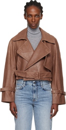Nour Hammour Tan Hatti Cropped Leather Jacket
