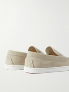 Christian Louboutin - Varsiboat Logo-Embossed Suede Loafers - Neutrals