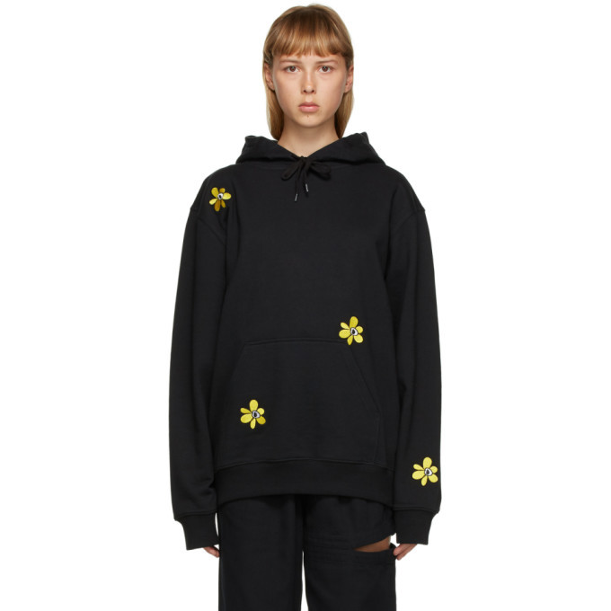 Photo: Perks and Mini SSENSE Exclusive Black and Yellow Embroidered Hoodie