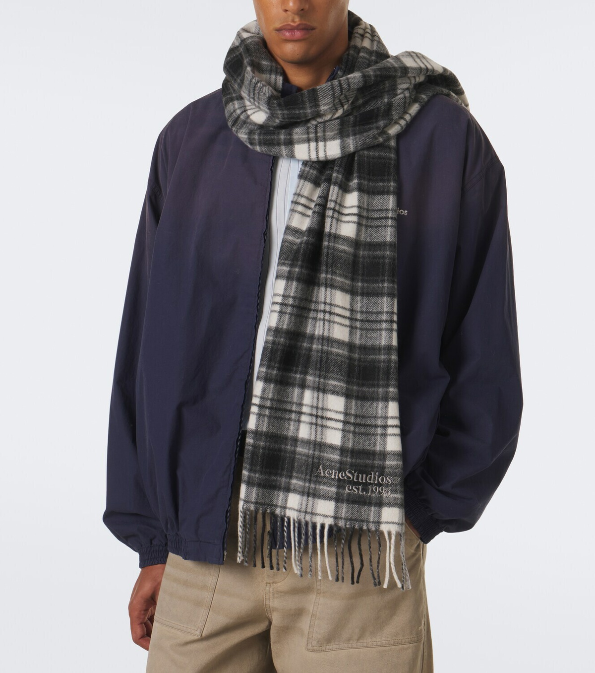 Acne Studios Fringed plaid cashmere and wool scarf