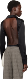 Courrèges Black Backless Satin Bodysuit