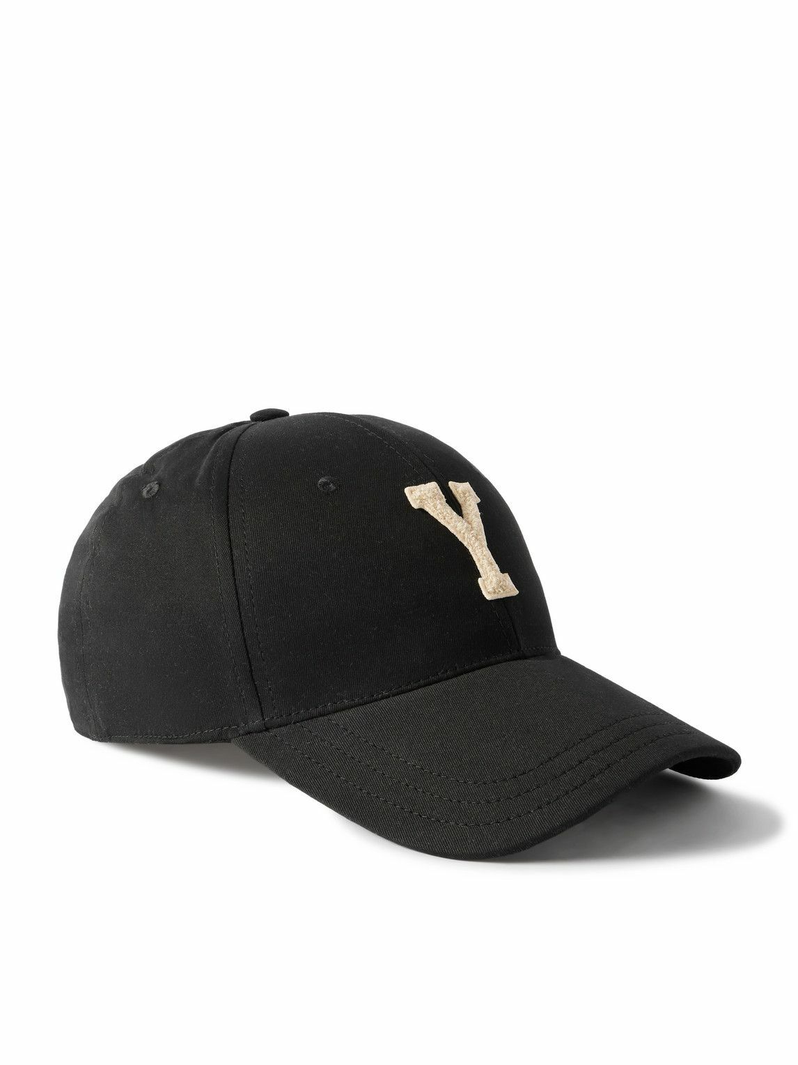 SAINT LAURENT - Logo-Appliquéd Cotton-Twill Baseball Cap - Black