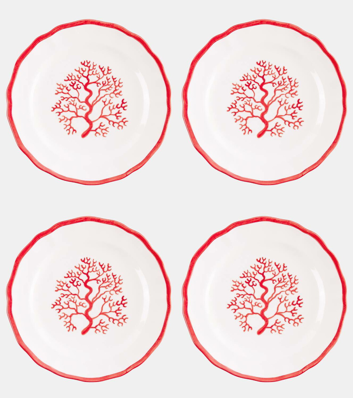 Les-Ottomans Coral painted ceramic tray