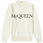 Alexander McQueen Men's Embroidered Logo Crew Sweat in Ivory/Black/White