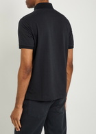 Emporio Armani Jacquard Logo-embroidered Cotton Polo Shirt Navy