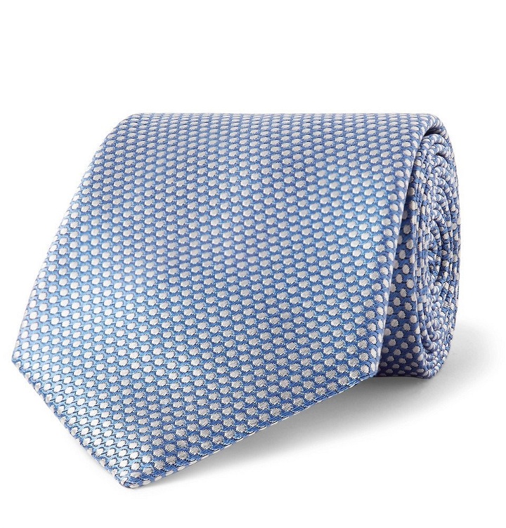 Photo: Giorgio Armani - 7.5cm Polka-Dot Silk-Jacquard Tie - Men - Light blue