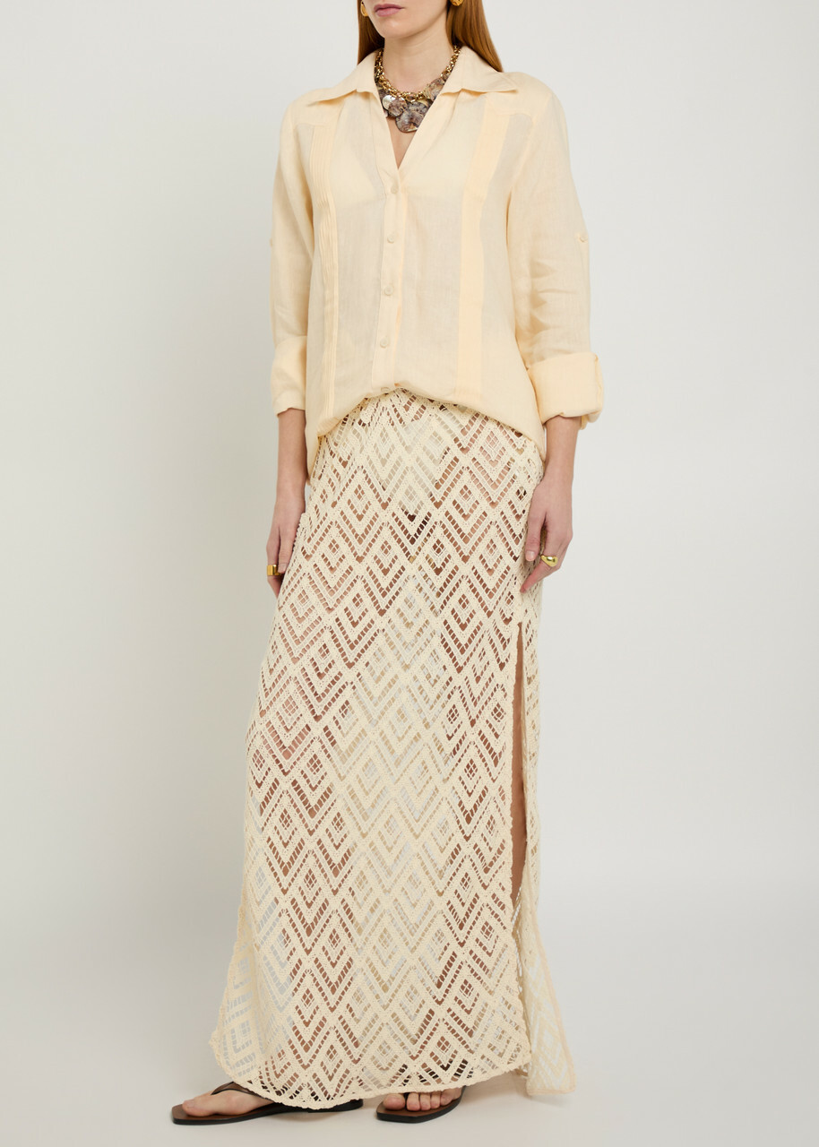 Johanna Ortiz Soul Open-knit Cotton Maxi Skirt Ecru