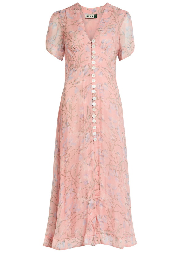ribbed lace dress Verna Lace Stripe Midi Dress for Women in White, Size: 00, by LoveShackFancy main image 0