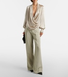 Brunello Cucinelli Draped silk-blend blouse