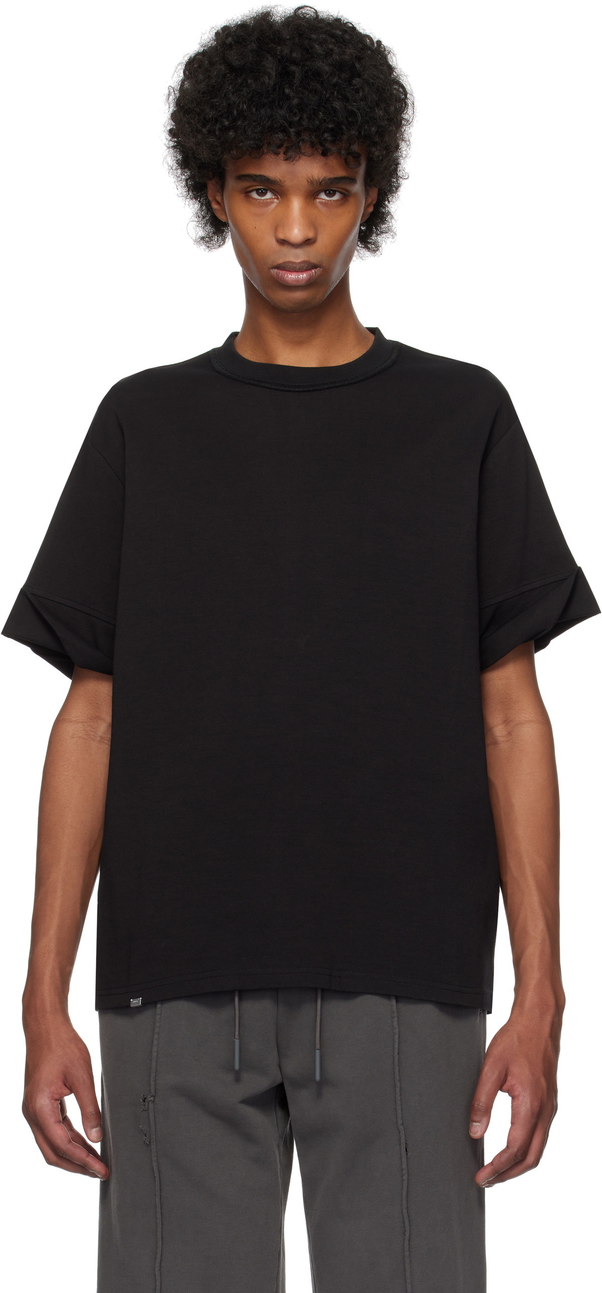 C2H4 Black Founder Fold-Over T-shirt C2H4