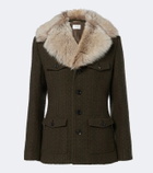 Saint Laurent Shearling-trimmed wool-blend tweed jacket