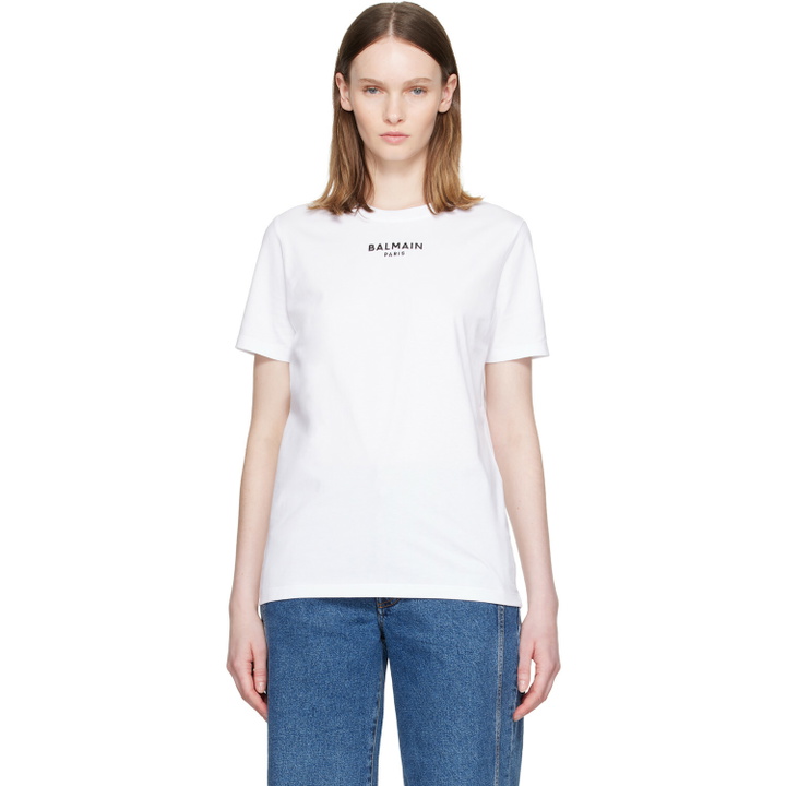 Photo: BALMAIN White 'Givenchy Paris' Print T-shirt