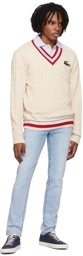 Lacoste Off-White V-Neck Sweater