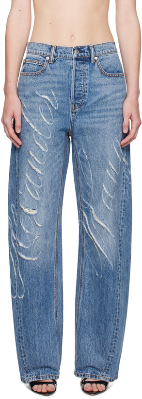 Photo: Alexander Wang Blue Laser-Distressed Logo Jeans