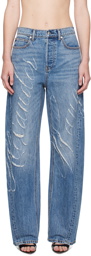 Alexander Wang Blue Laser-Distressed Logo Jeans