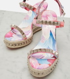 Christian Louboutin Pyra Clou studded floral chiné espadrille wedges