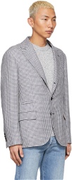 Brunello Cucinelli Off-White & Indigo Denim Suit Jacket